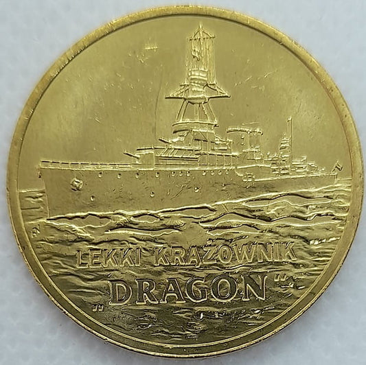Moneta 2 zł lekki krążownik Dragon 2012