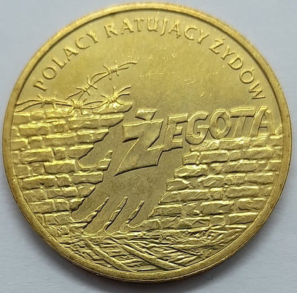 Moneta 2 zł Polacy ratują Żydów Żegota 2009