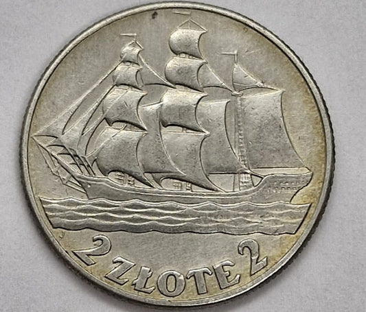Moneta 2 zł Żaglowiec 1936