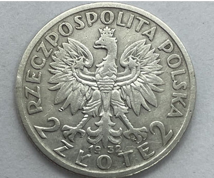 Moneta 2 złote 1932 Polonia Głowa Kobiety stan 2