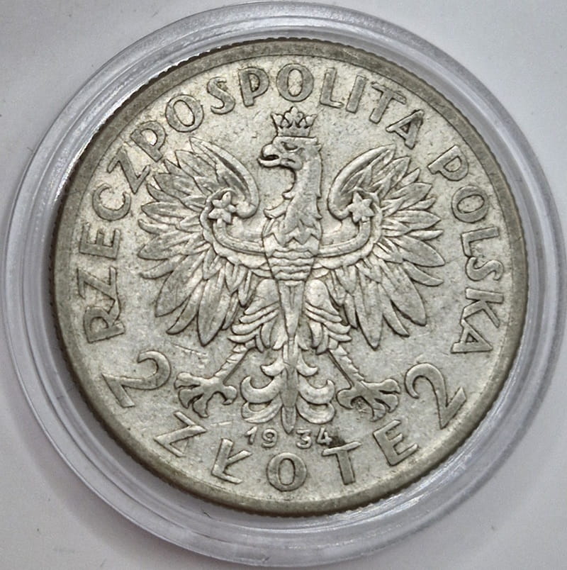 Moneta 2 złote 1934 Polonia Głowa Kobiety stan 3