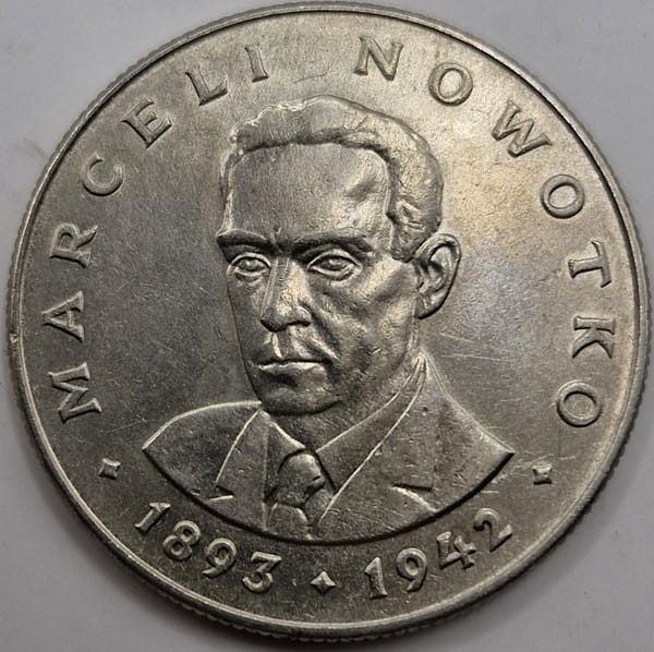 Moneta 20 zł Marceli Nowotko 1975 bez znaku mennicy