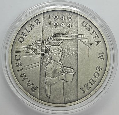 Moneta 20 zł Pamięci ofiar getta w Łodzi 2004 r.