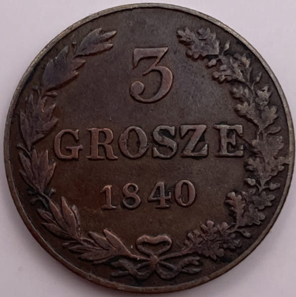 Moneta 3 grosze MW 1840 r.