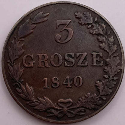 Moneta 3 grosze MW 1840 r.