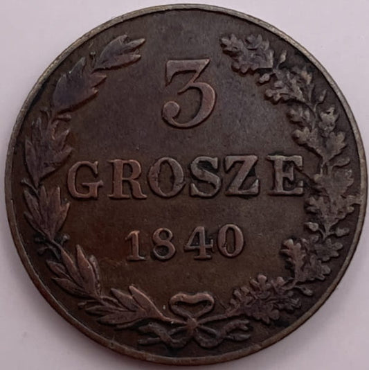 Moneta 3 grosze MW 1840 r.