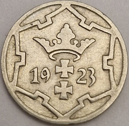 Moneta 5 fenigów 1923 Wolne Miasto Gdańsk stan 2