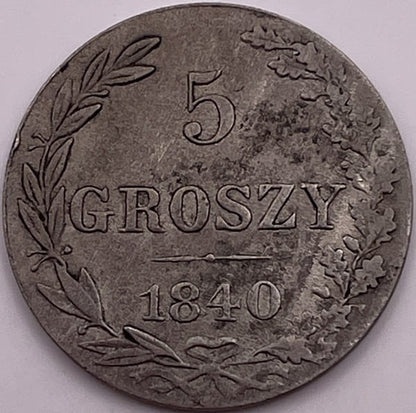 Moneta 5 groszy 1840 MW Królestwo Polskie