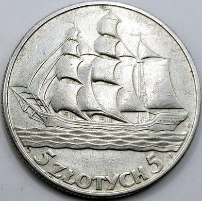Moneta 5 zł 1936 Żaglowiec