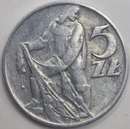 Moneta 5 zł Rybak 1959 stan 3