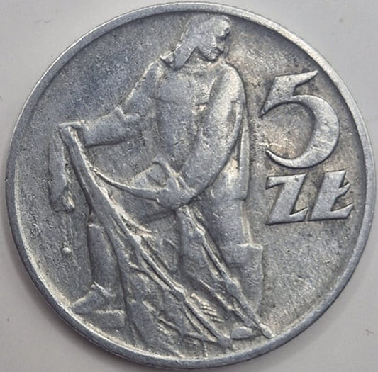 Moneta 5 zł Rybak 1959 stan 3