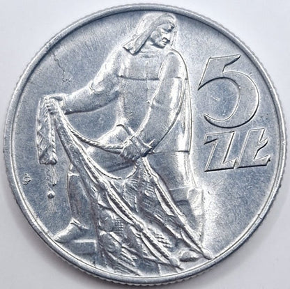 Moneta 5 zł Rybak 1973 stan 2