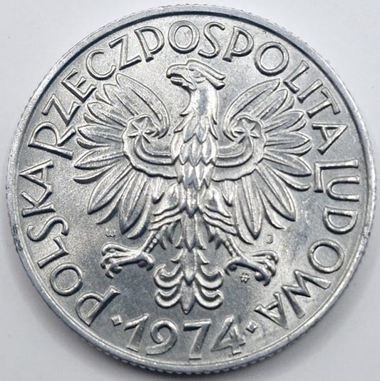 Moneta 5 zł Rybak 1974 stan 2