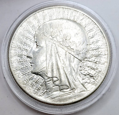 Moneta 5 złotych 1933 Polonia Głowa Kobiety stan 2
