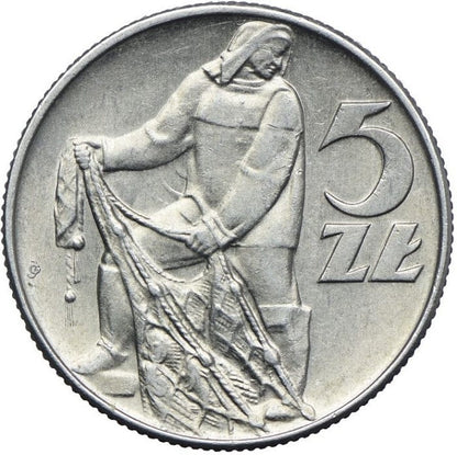 Moneta 5 złotych Rybak Słoneczko 1974