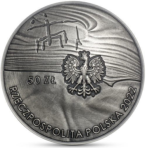 Moneta 50 zł 100 rocznica odkrycia krzemienia Krzemionki 2022