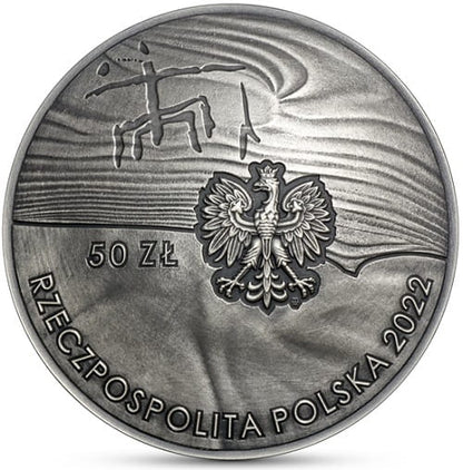 Moneta 50 zł 100 rocznica odkrycia krzemienia Krzemionki 2022