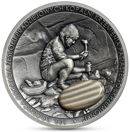 Moneta 50 zł 100 rocznica odkrycia krzemienia Krzemionki 2022