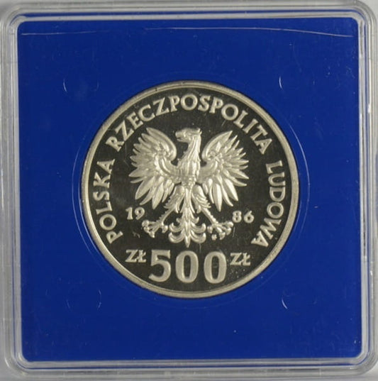 Moneta 500 zł Sowa z młodymi 1986