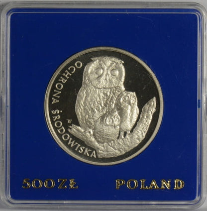 Moneta 500 zł Sowa z młodymi 1986