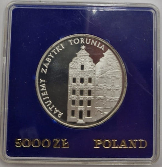 Moneta 5000 zł Ratujemy zabytki Torunia 1989
