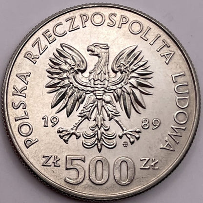 Moneta 500 zł 50 rocznica wojny obronnej 1989