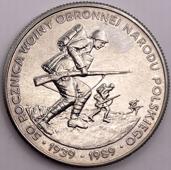 Moneta 500 zł 50 rocznica wojny obronnej 1989