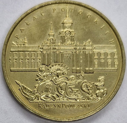 Moneta 2 zł pałac Potockich  w Radzyniu Podlaskim 1999