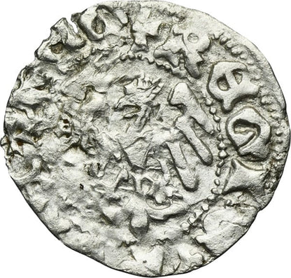 Moneta półgrosz koronny Władysław II Jagiełło Kraków ok 1412-1414