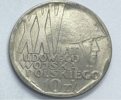 Moneta 10 zł XXV lat Ludowego Wojska Polskiego 1968