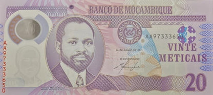 Mozambik banknot 20 meticais 2011