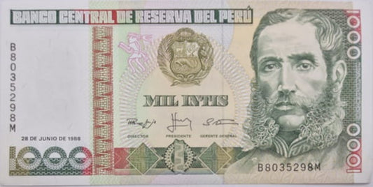 Peru Banknot 1000 Intis 1988