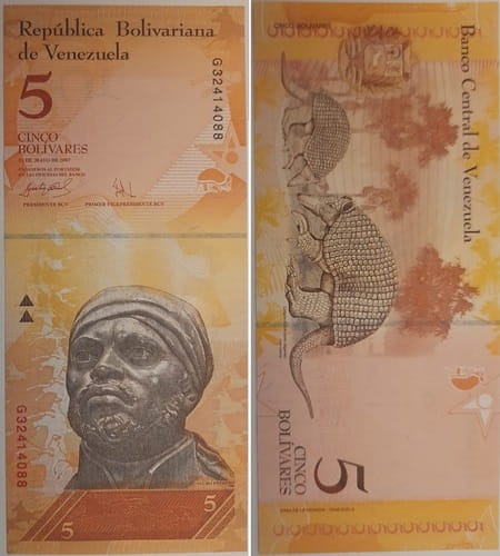 Wenezuela banknot 5 bolivares 2011  UNC