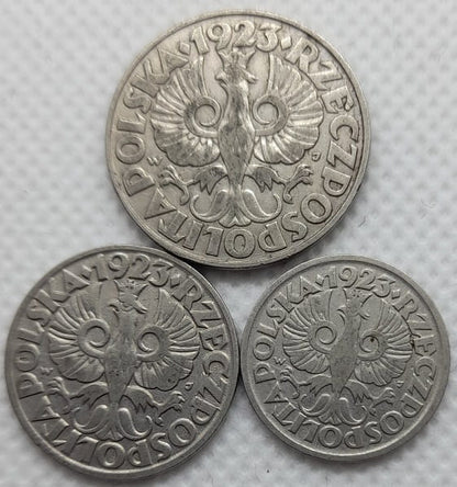 Zestaw 10, 20, 50 gr 1923 r. /2