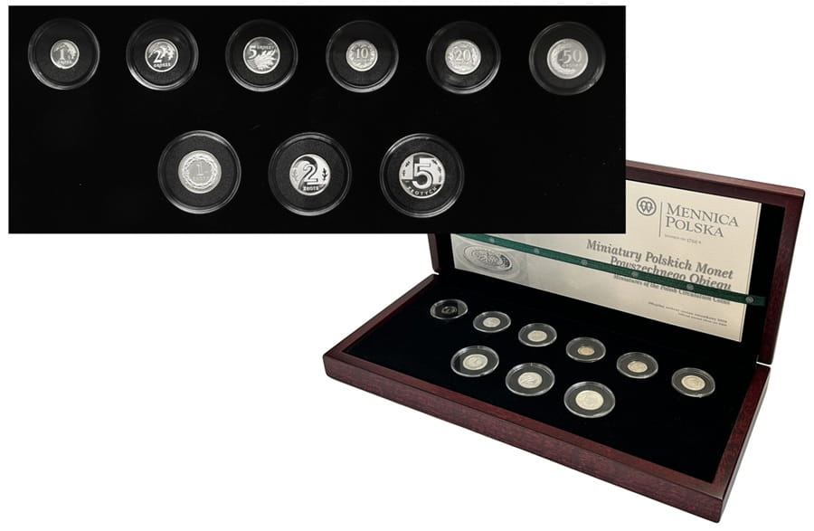 Zestaw miniatury polskich monet 2009 Ag 500 szt nakład