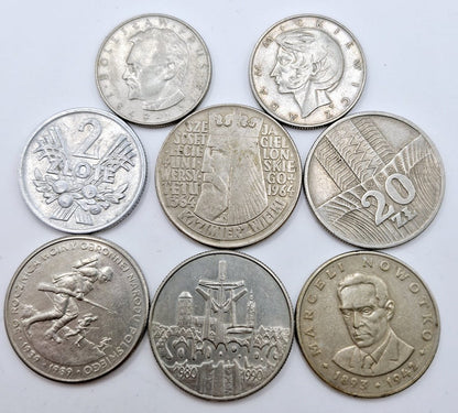 Zestaw monet obiegowych PRL obrazkowe 1966-1990 8 szt